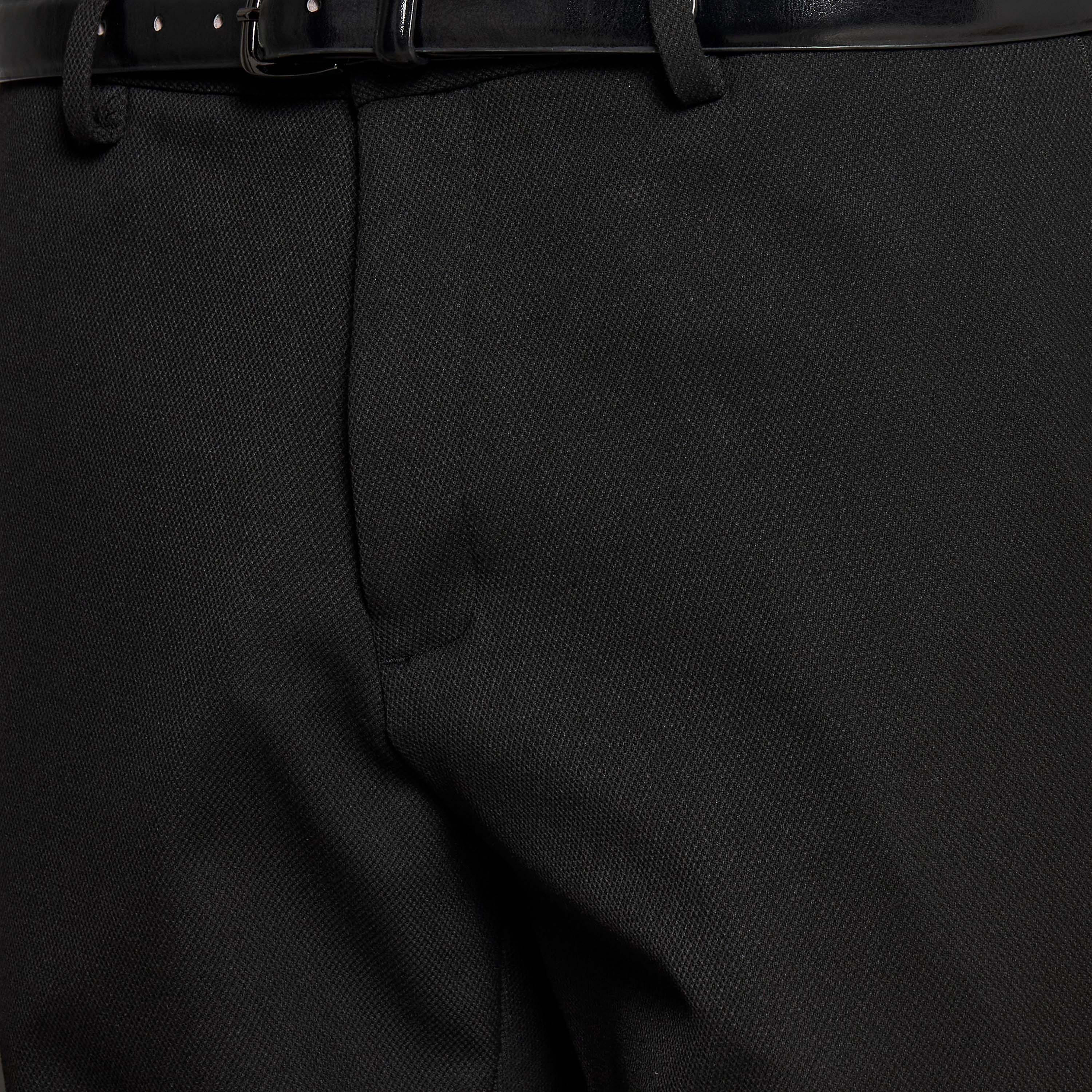 Slim Fit Belted Flexi Waist Formal Trousers-men-clothing-bottoms-trousersandchinos-trousers-image-2