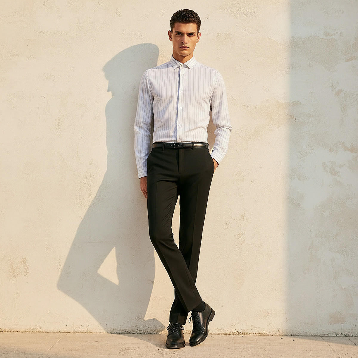 Slim Fit Belted Flexi Waist Formal Trousers-men-clothing-bottoms-trousersandchinos-trousers-image-3