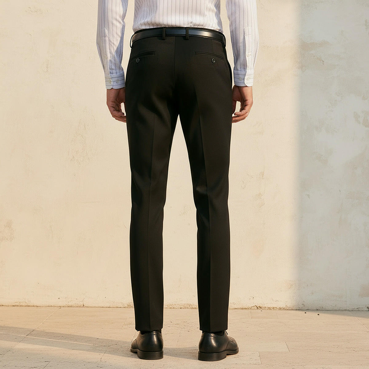 Slim Fit Belted Flexi Waist Formal Trousers-men-clothing-bottoms-trousersandchinos-trousers-image-4