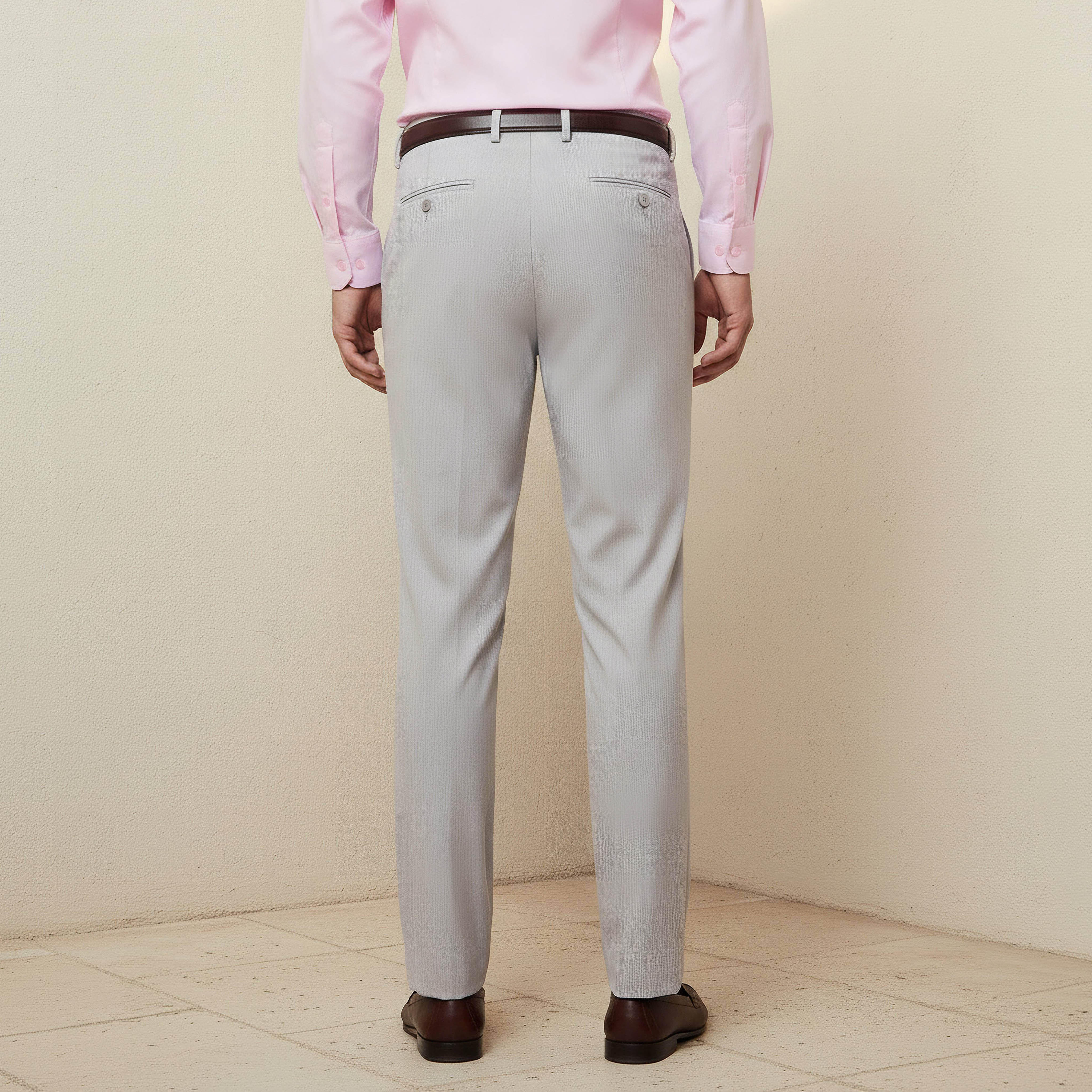 بنطلون رسمي بقصة سليم وخصر مرن وحزام -men-clothing-bottoms-trousersandchinos-trousers-image-4
