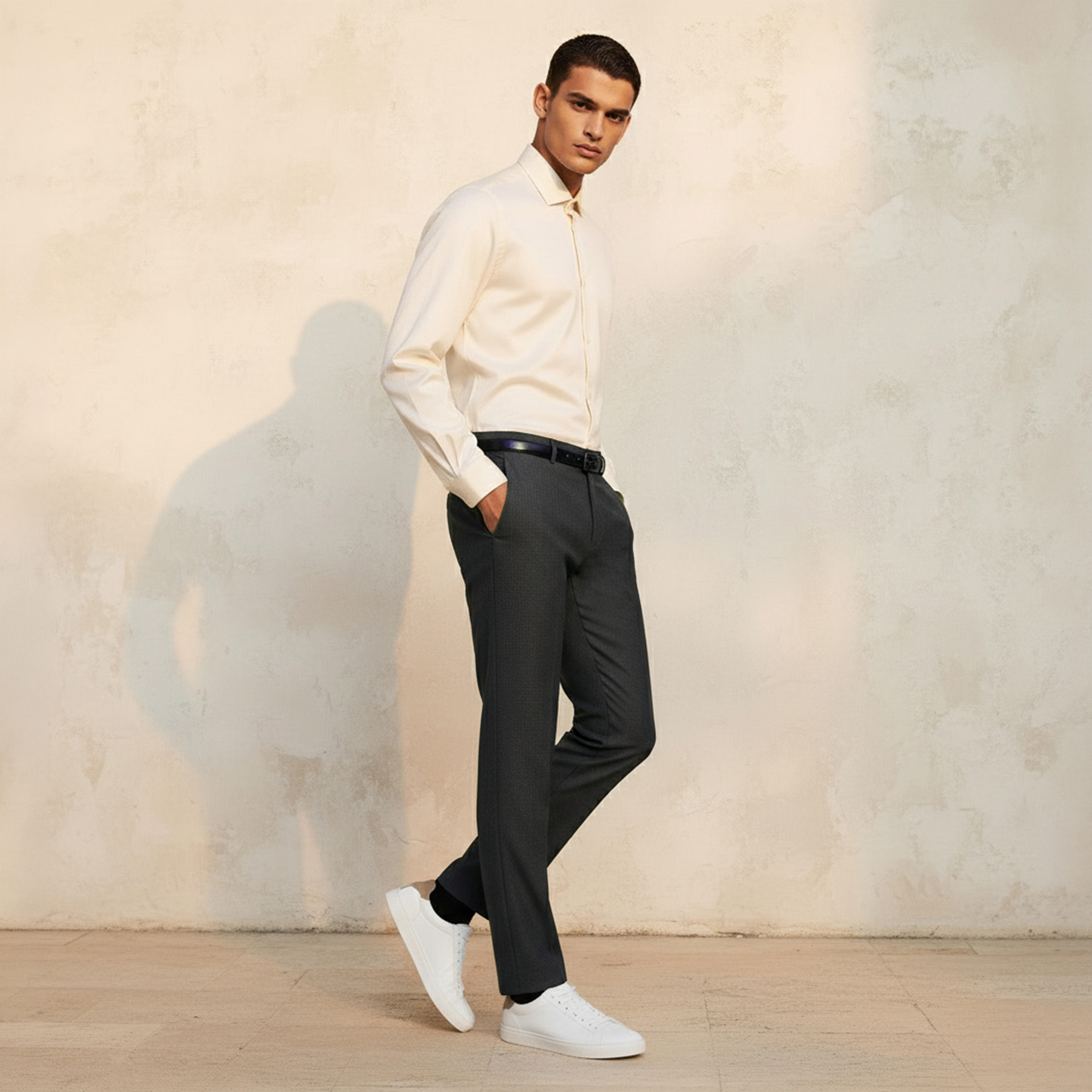 Slim Fit Belted Flexi Waist Formal Trousers-men-clothing-bottoms-trousersandchinos-trousers-image-3