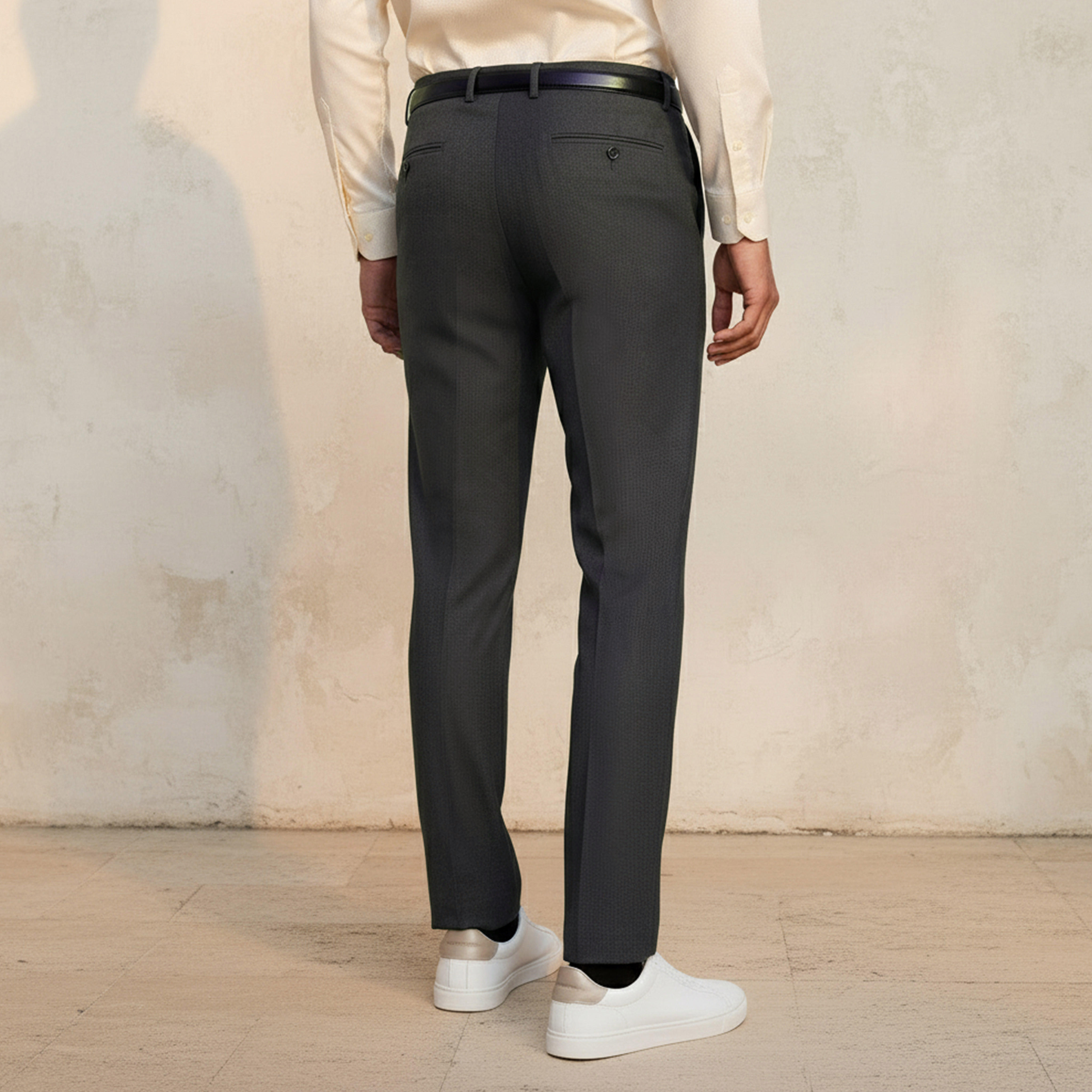 Slim Fit Belted Flexi Waist Formal Trousers-men-clothing-bottoms-trousersandchinos-trousers-image-4