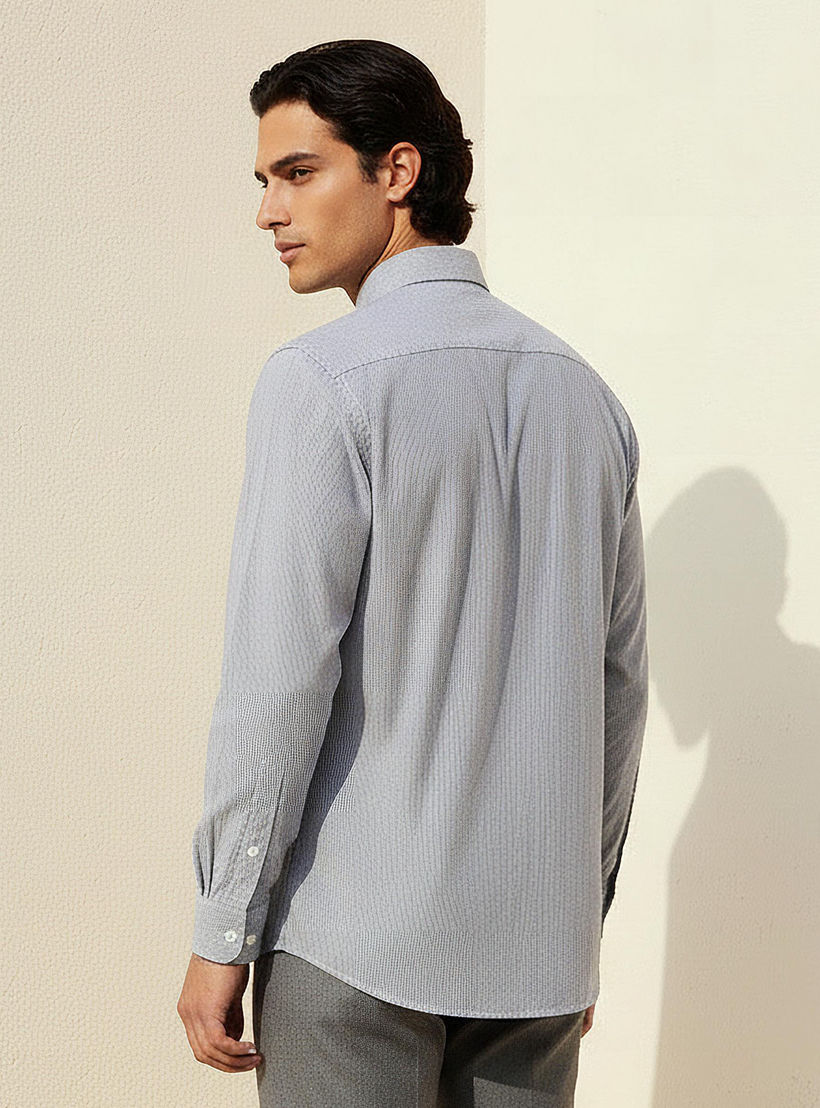 Men Regular Fit Collared Striped Long Sleeves Shirt-men-clothing-shirts-image-4