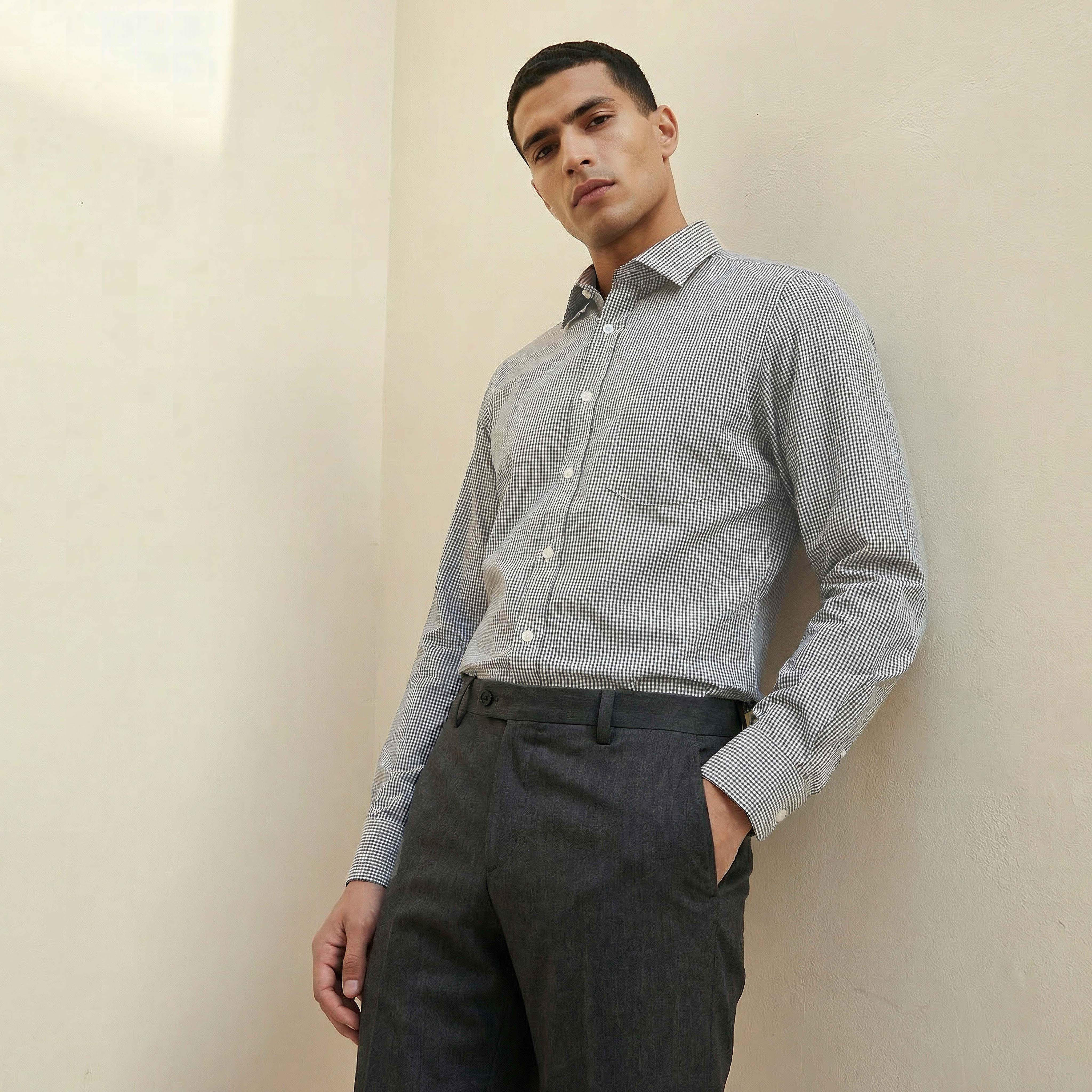 Men Regular Fit Collared Checked Long Sleeves Shirt-PROMO_SP_KSA_6_BUY3FORSAR119_130625-image-1