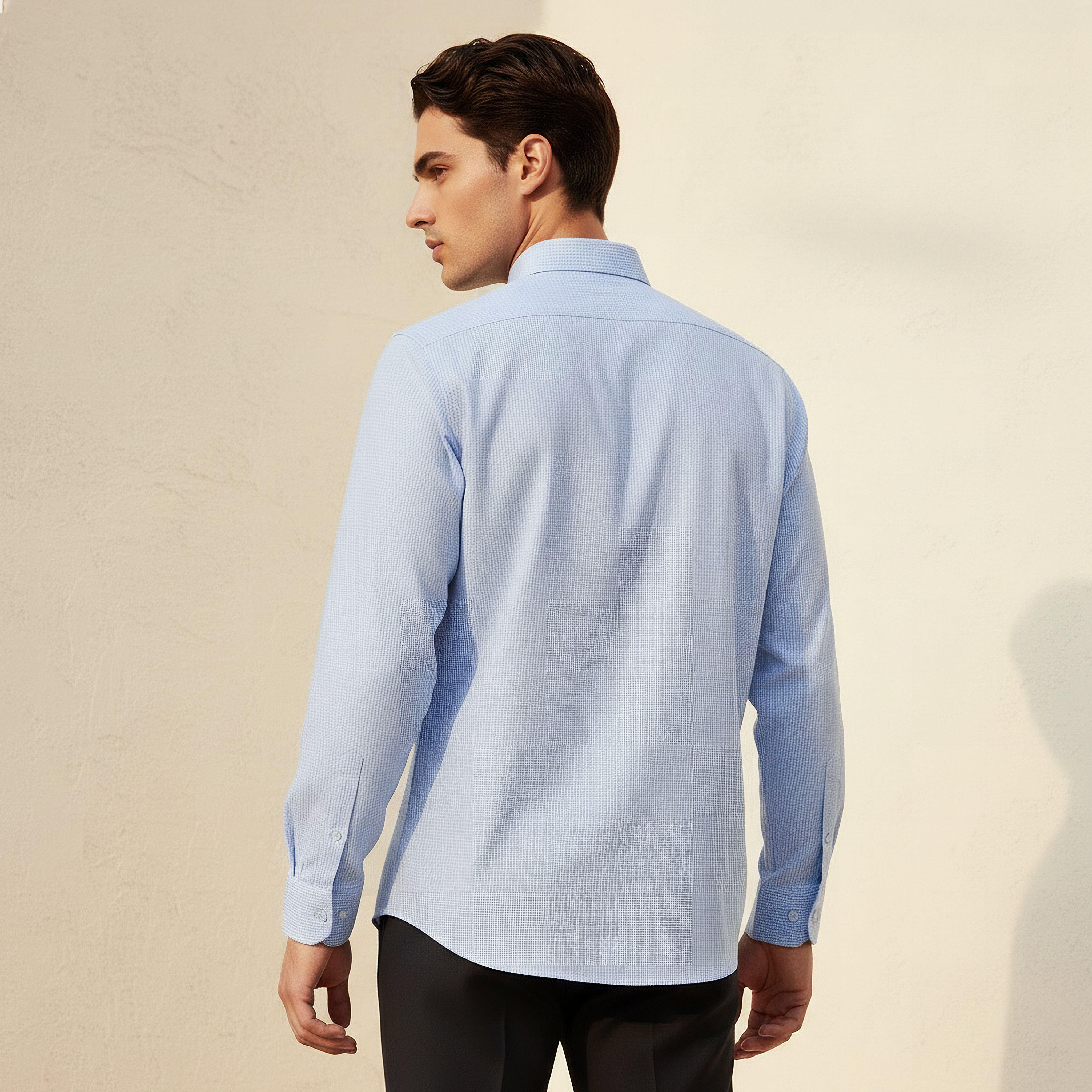 قميص كاروهات بقصّة عادية وياقة عادية وأكمام طويلة للرجال-men-clothing-shirts-image-1