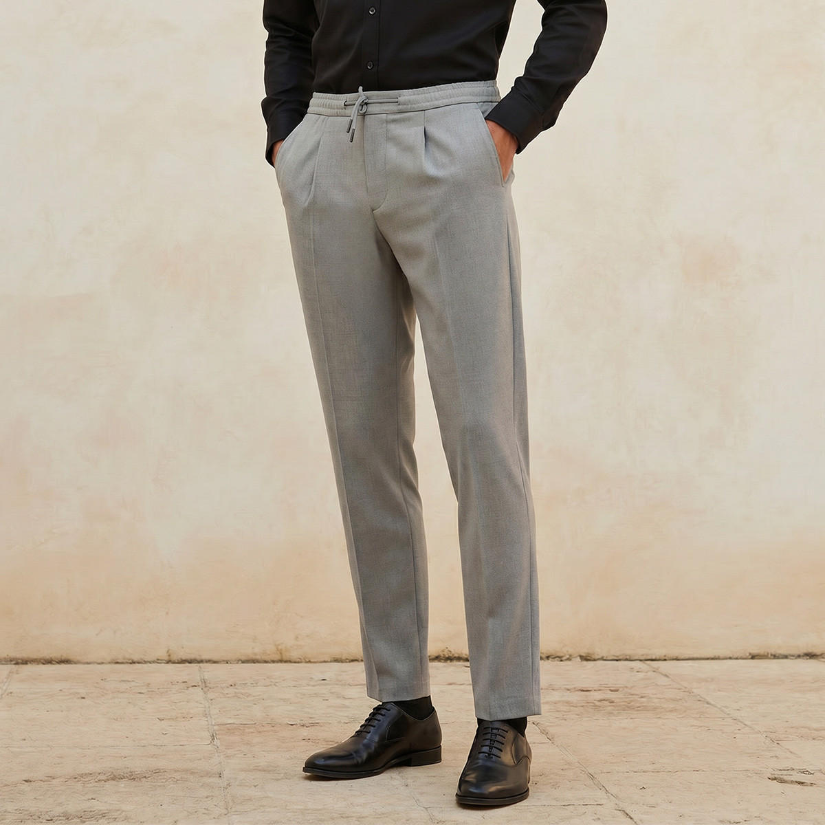 Regular Fit Flexi Waist Formal Trousers-men-clothing-bottoms-trousersandchinos-trousers-image-1
