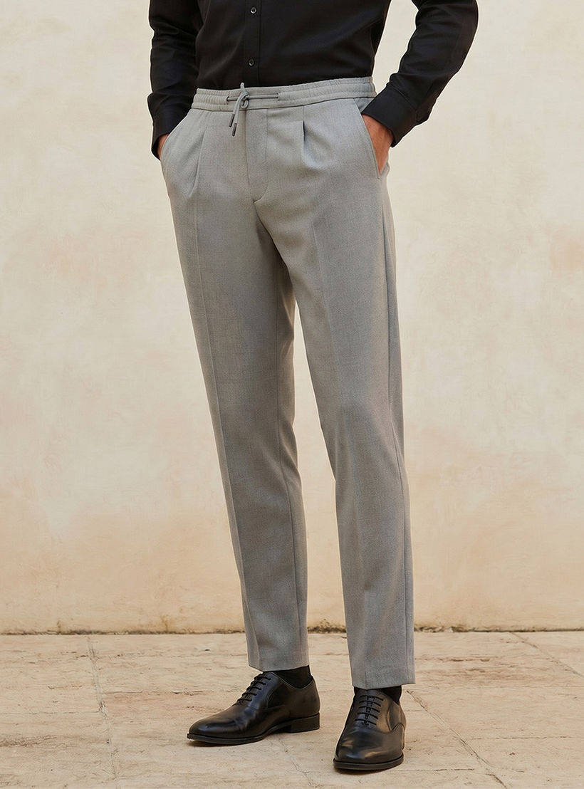 Regular Fit Flexi Waist Formal Trousers-men-clothing-bottoms-trousersandchinos-trousers-image-1