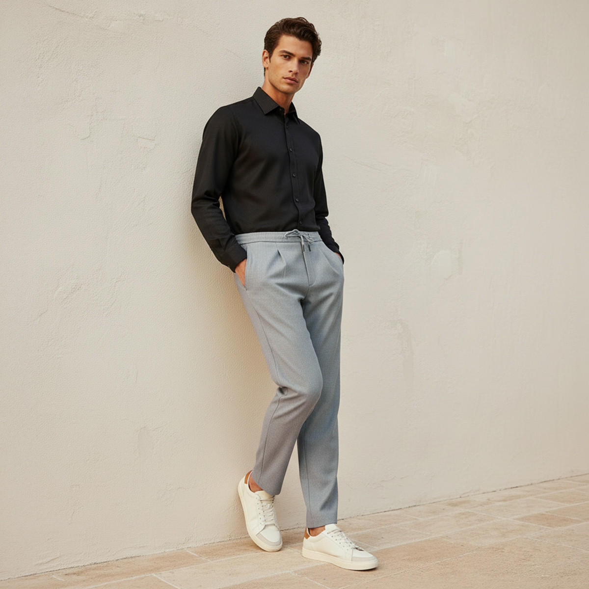 Regular Fit Flexi Waist Formal Trousers-men-clothing-bottoms-trousersandchinos-trousers-image-3