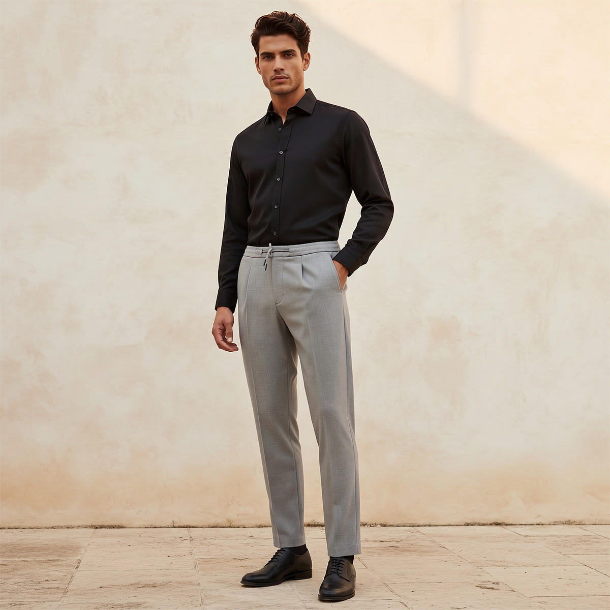 Regular Fit Flexi Waist Formal Trousers-men-clothing-bottoms-trousersandchinos-trousers-image-3