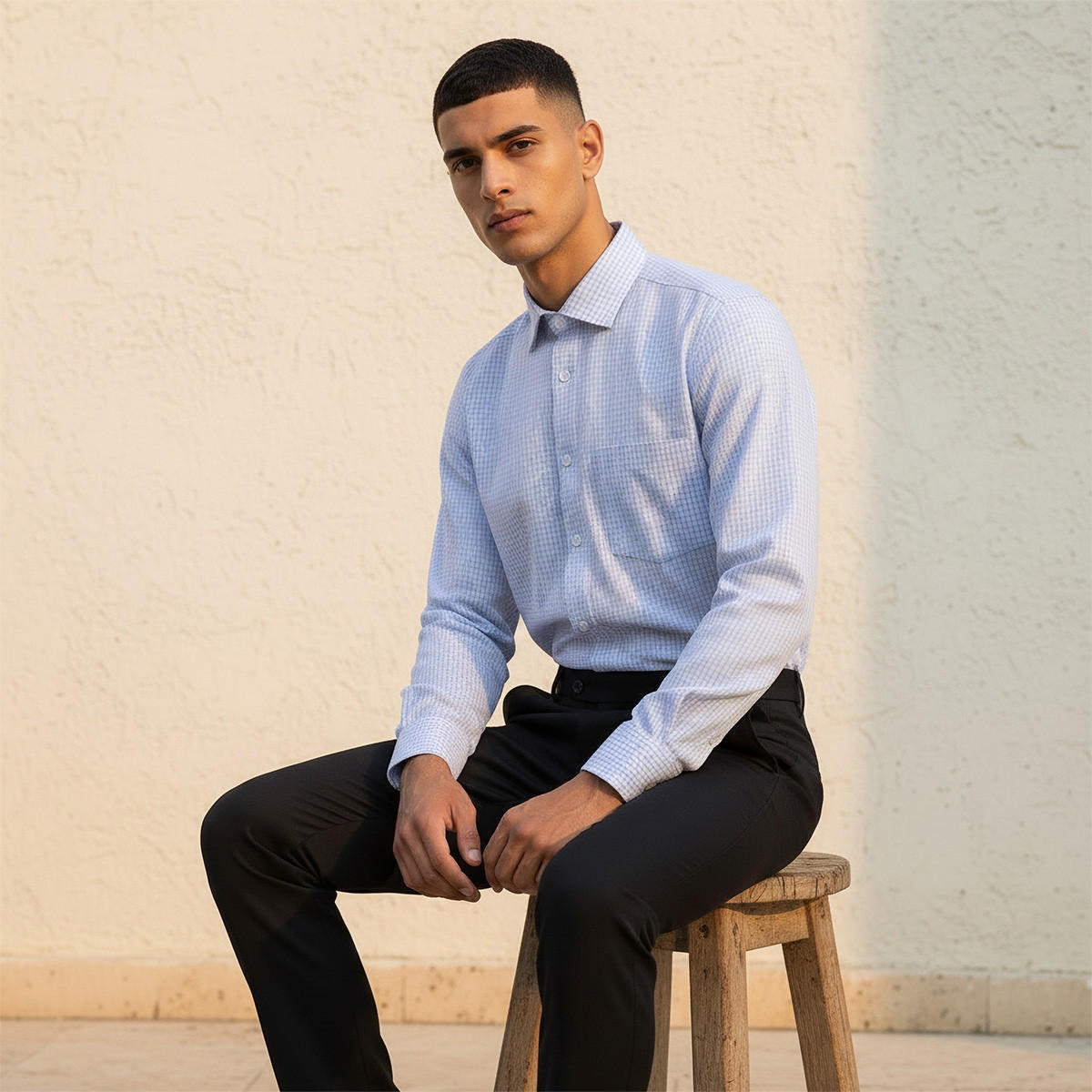 قميص كاروهات بقصة عادية وياقة وأكمام طويلة-men-clothing-shirts-image-5