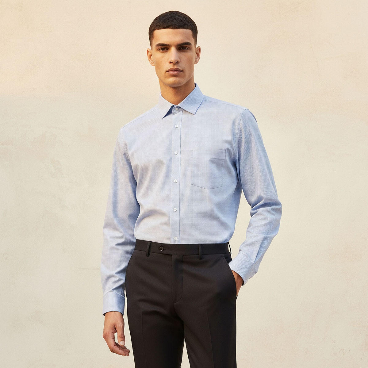 قميص كاروهات بقصة عادية وياقة وأكمام طويلة-men-clothing-shirts-image-1