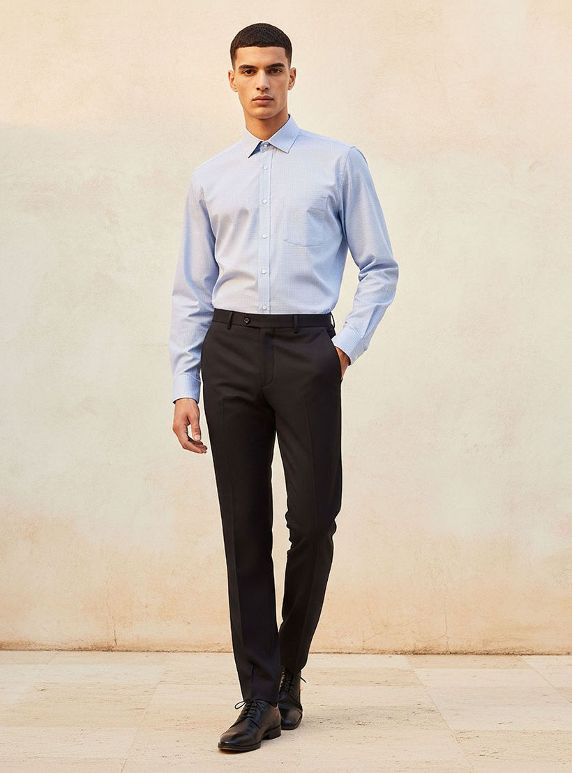 Regular Fit Collared Checked Long Sleeves Shirt-men-clothing-shirts-image-3