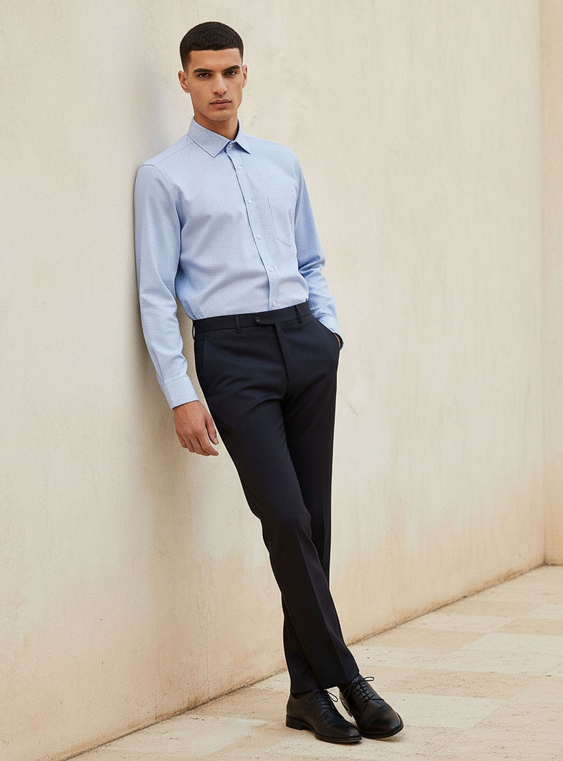 قميص كاروهات بقصة عادية وياقة وأكمام طويلة-men-clothing-shirts-image-5