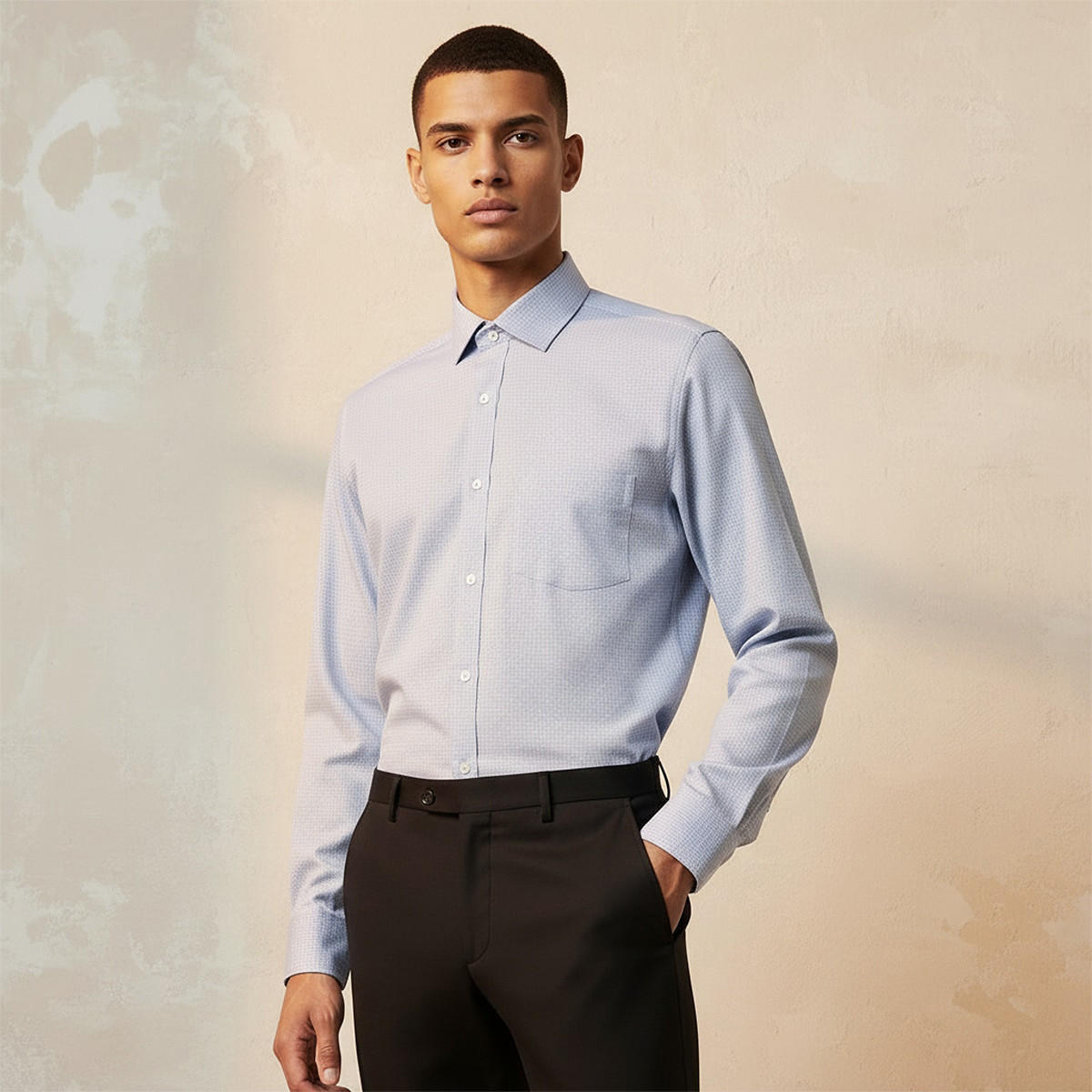 قميص كاروهات بقصة عادية وياقة وأكمام طويلة-men-clothing-shirts-image-1