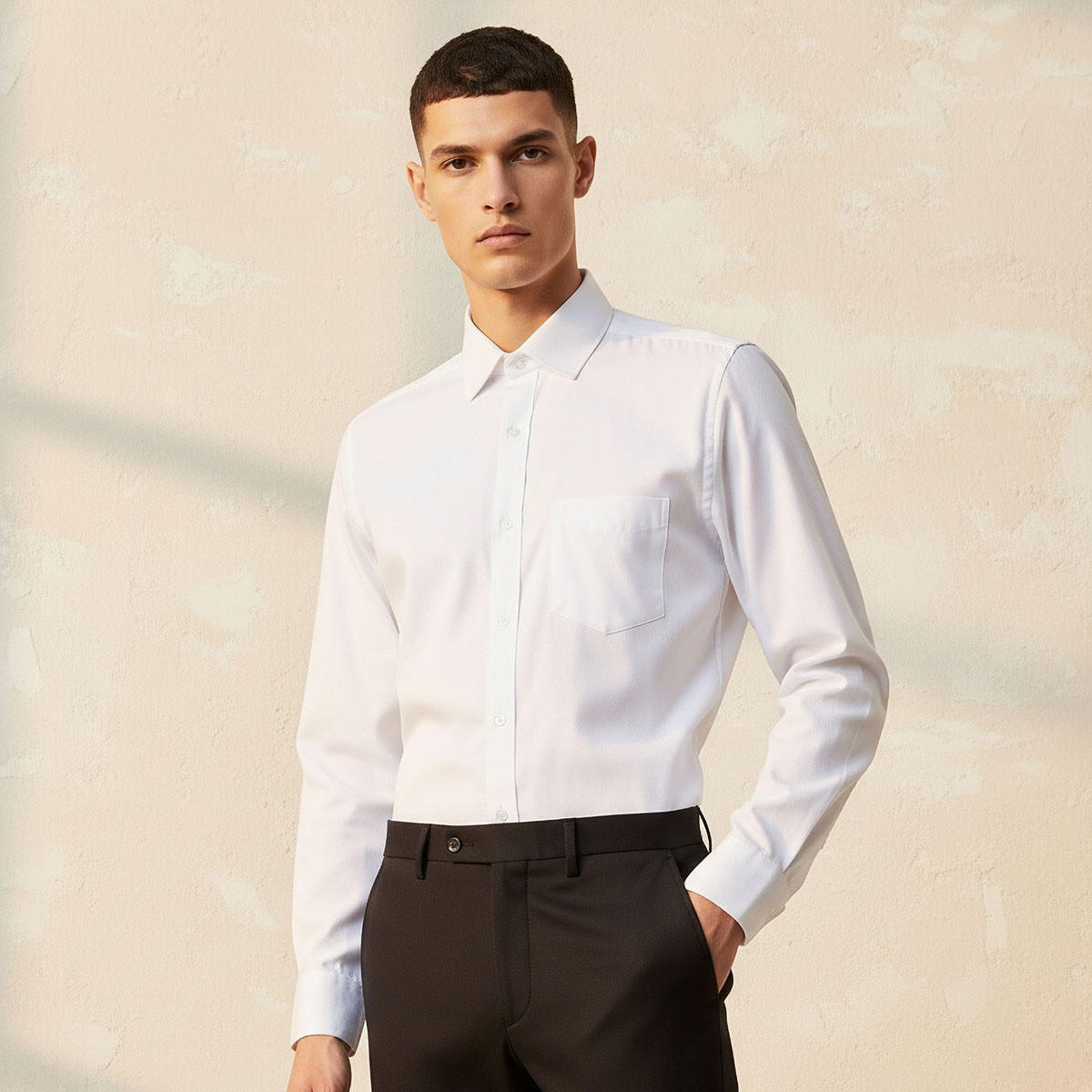 قميص بارز الملمس بأكمام طويلة وقصة عادية-men-clothing-shirts-image-1