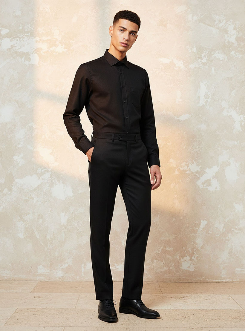 قميص بارز الملمس بأكمام طويلة وقصة عادية-men-clothing-shirts-image-3