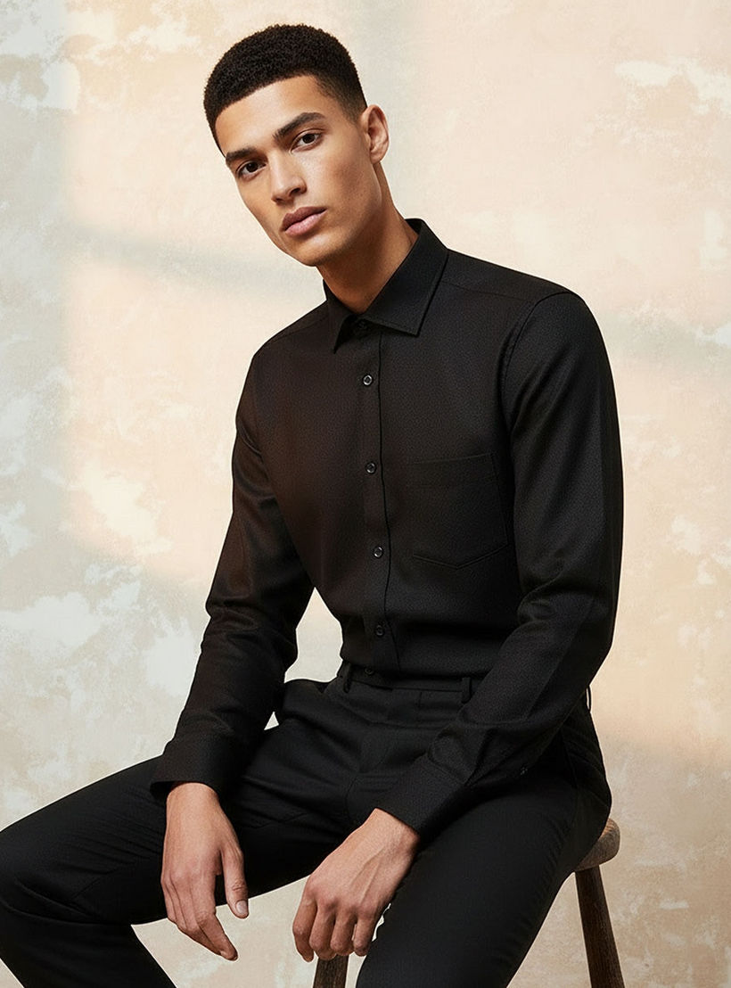 قميص بارز الملمس بأكمام طويلة وقصة عادية-men-clothing-shirts-image-5