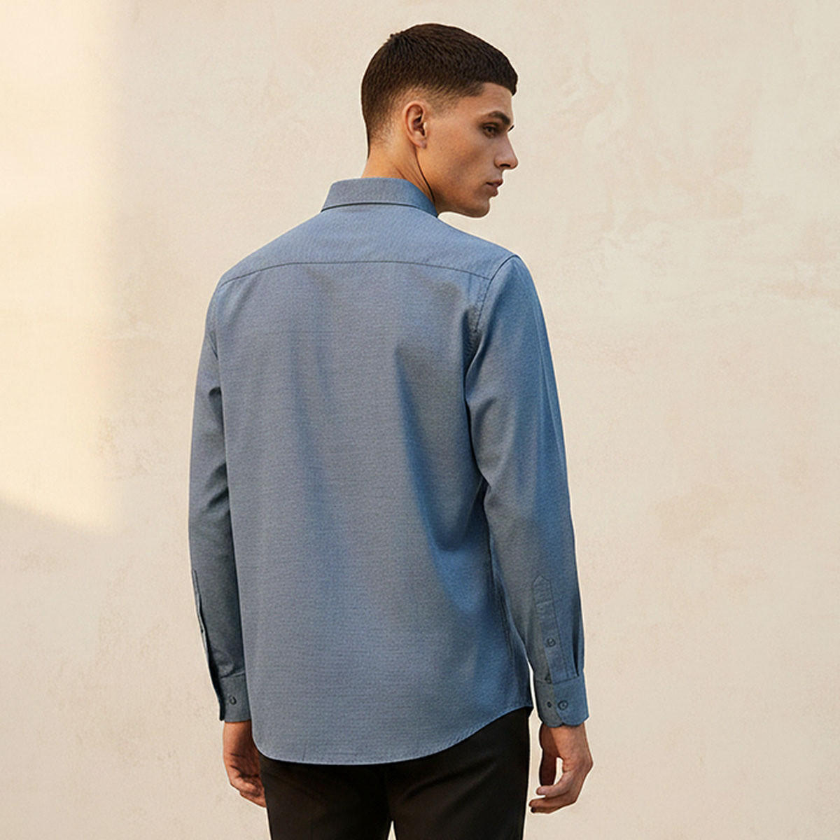 Regular Fit Collared Textured Long Sleeves Shirt-men-clothing-shirts-image-4