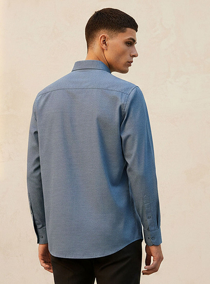 Regular Fit Collared Textured Long Sleeves Shirt-men-clothing-shirts-image-4