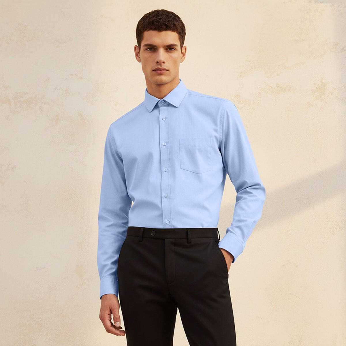 Regular Fit Collared Textured Long Sleeves Shirt-men-clothing-shirts-image-1