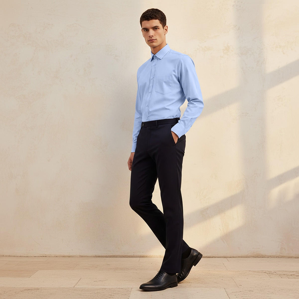 Regular Fit Collared Textured Long Sleeves Shirt-men-clothing-shirts-image-3