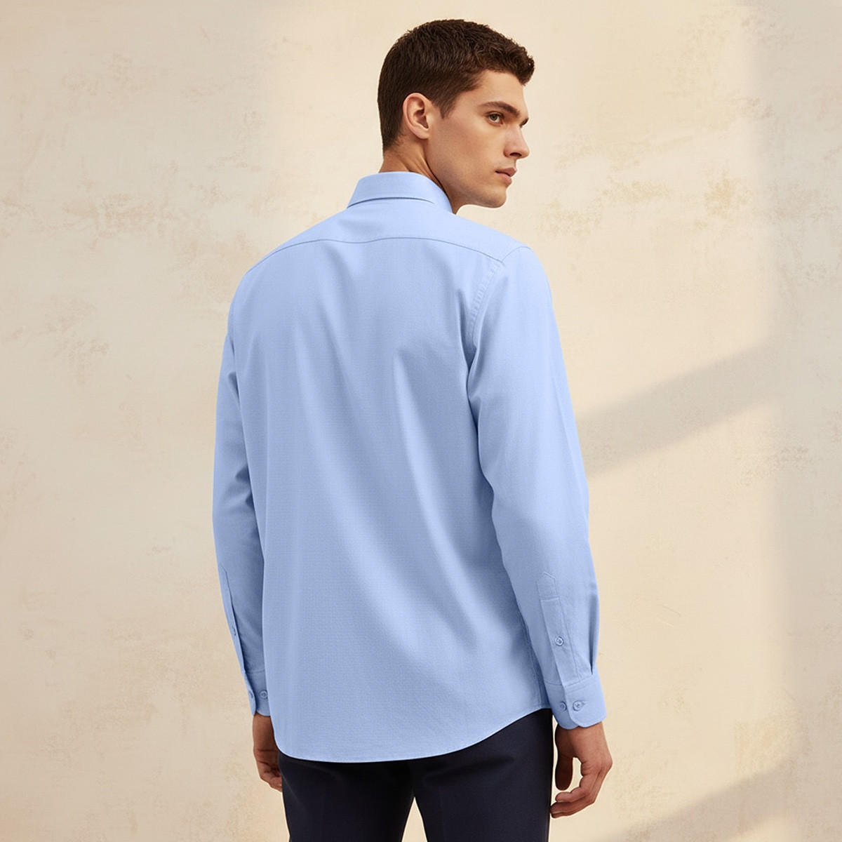 Regular Fit Collared Textured Long Sleeves Shirt-men-clothing-shirts-image-4