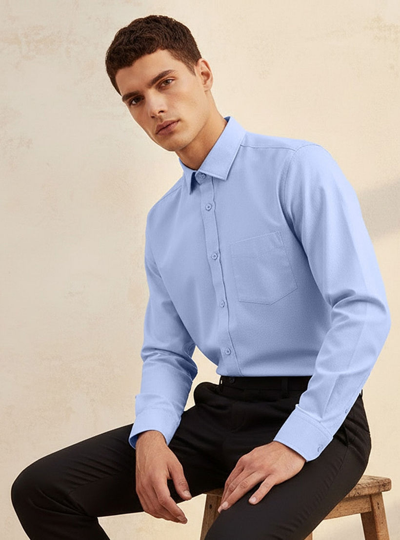 Regular Fit Collared Textured Long Sleeves Shirt-men-clothing-shirts-image-5
