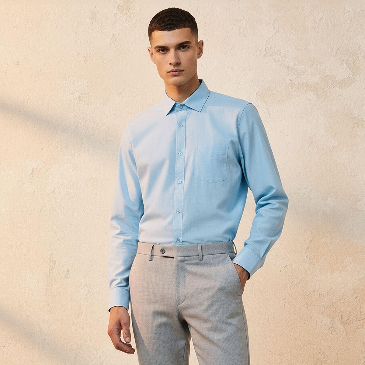 Regular Fit Collared Textured Long Sleeves Shirt-men-clothing-shirts-image-1