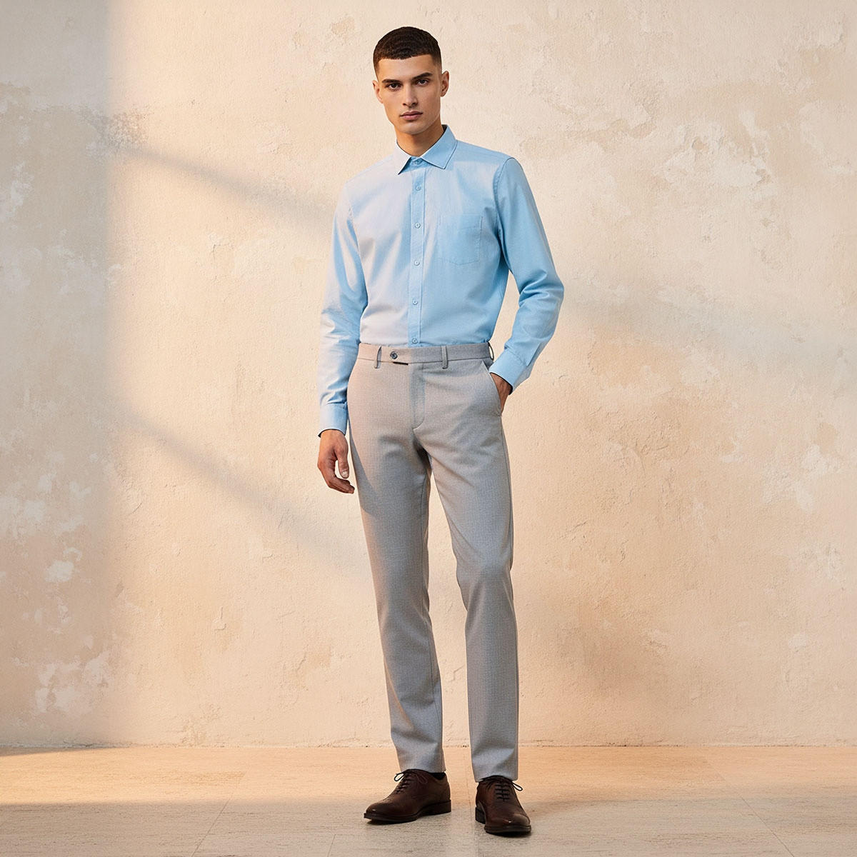 Regular Fit Collared Textured Long Sleeves Shirt-men-clothing-shirts-image-3
