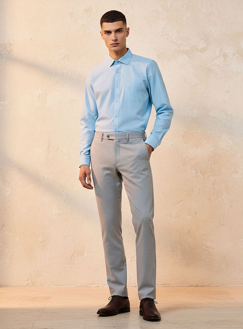 Regular Fit Collared Textured Long Sleeves Shirt-men-clothing-shirts-image-3