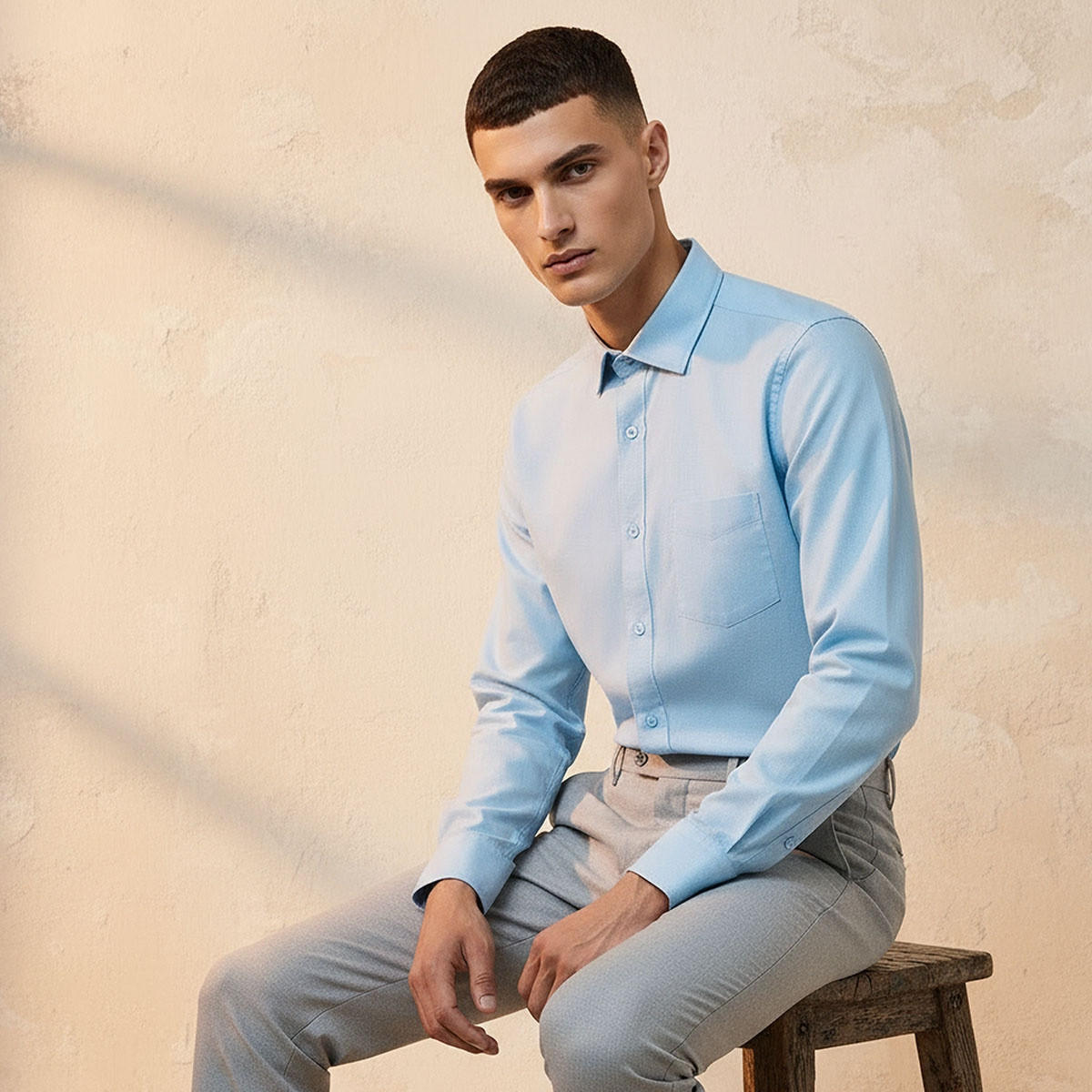 Regular Fit Collared Textured Long Sleeves Shirt-men-clothing-shirts-image-5