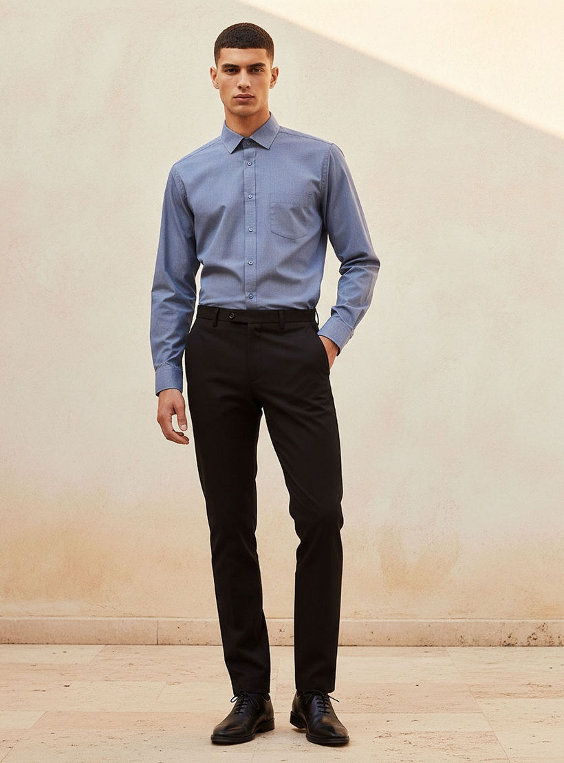 قميص بارز الملمس بأكمام طويلة وقصة وياقة مريحة-men-clothing-shirts-image-3
