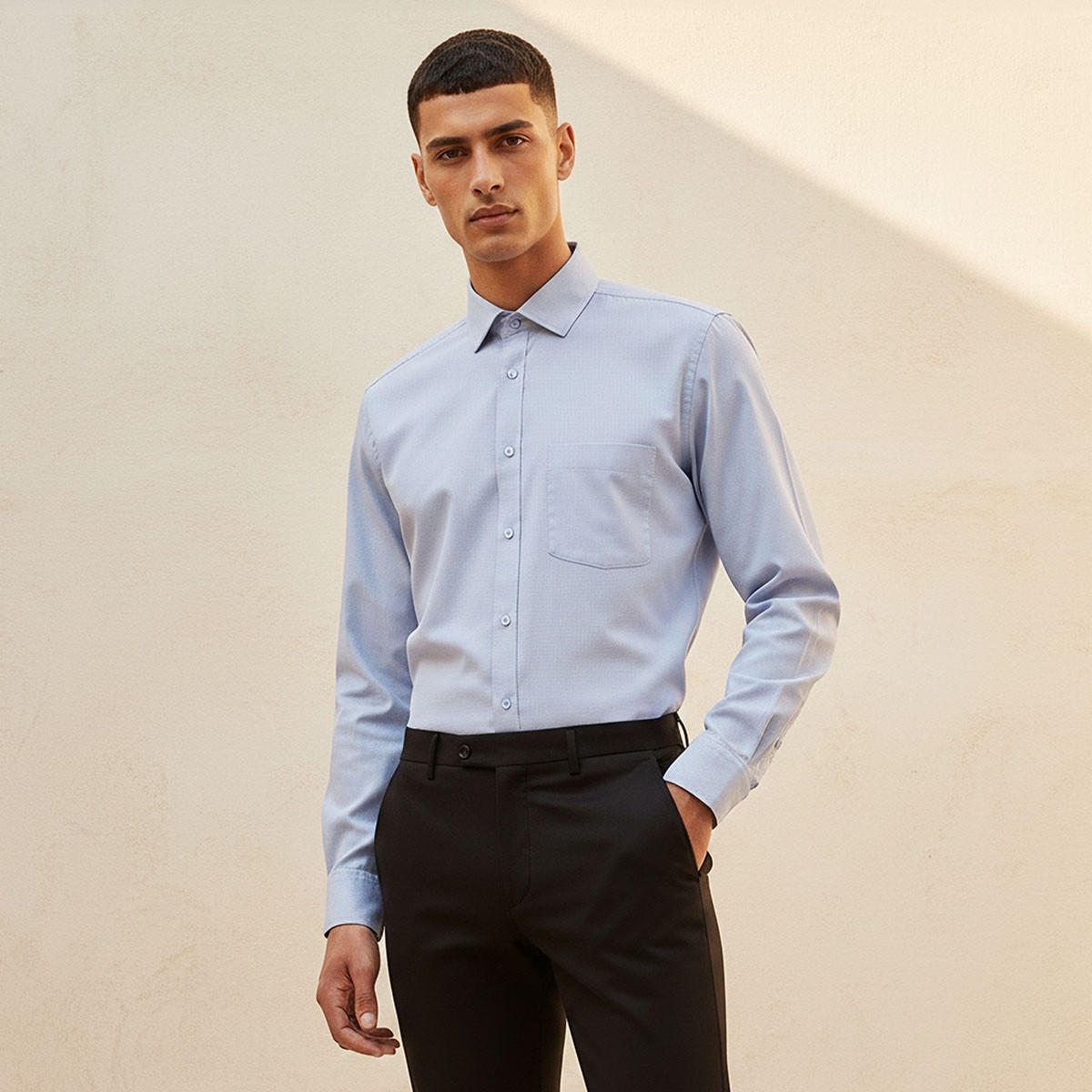 Regular Fit Collared Textured Long Sleeves Shirt-men-clothing-shirts-image-1