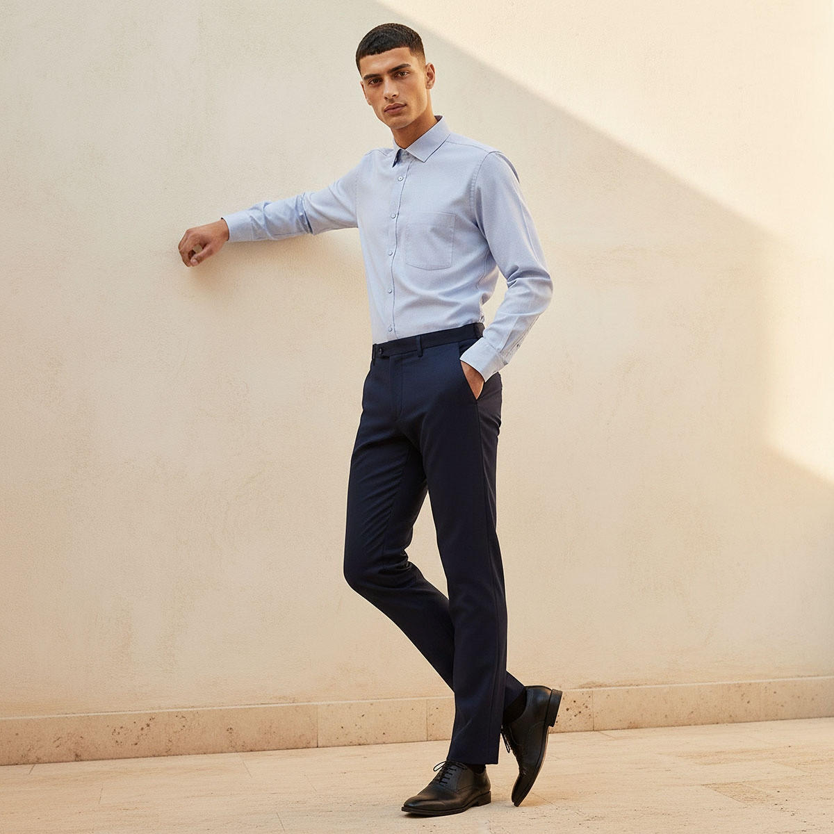 Regular Fit Collared Textured Long Sleeves Shirt-men-clothing-shirts-image-3