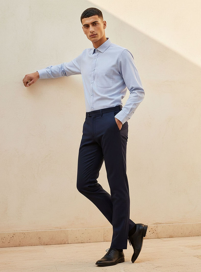 Regular Fit Collared Textured Long Sleeves Shirt-men-clothing-shirts-image-3