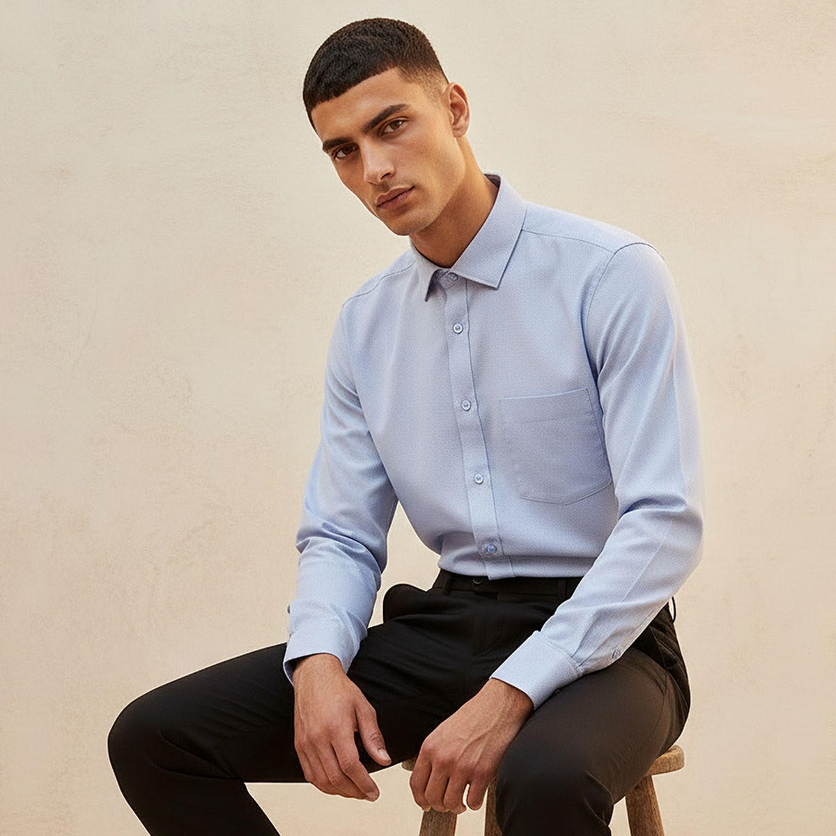 Regular Fit Collared Textured Long Sleeves Shirt-men-clothing-shirts-image-5