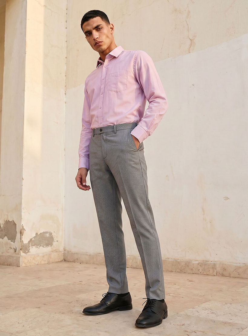 Regular Fit Collared Textured Long Sleeves Shirt-men-clothing-shirts-image-3