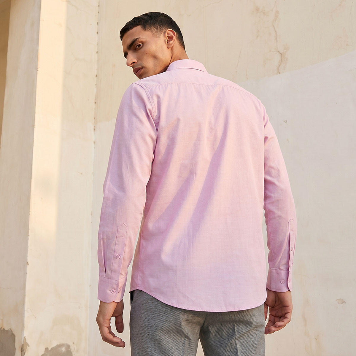Regular Fit Collared Textured Long Sleeves Shirt-men-clothing-shirts-image-4