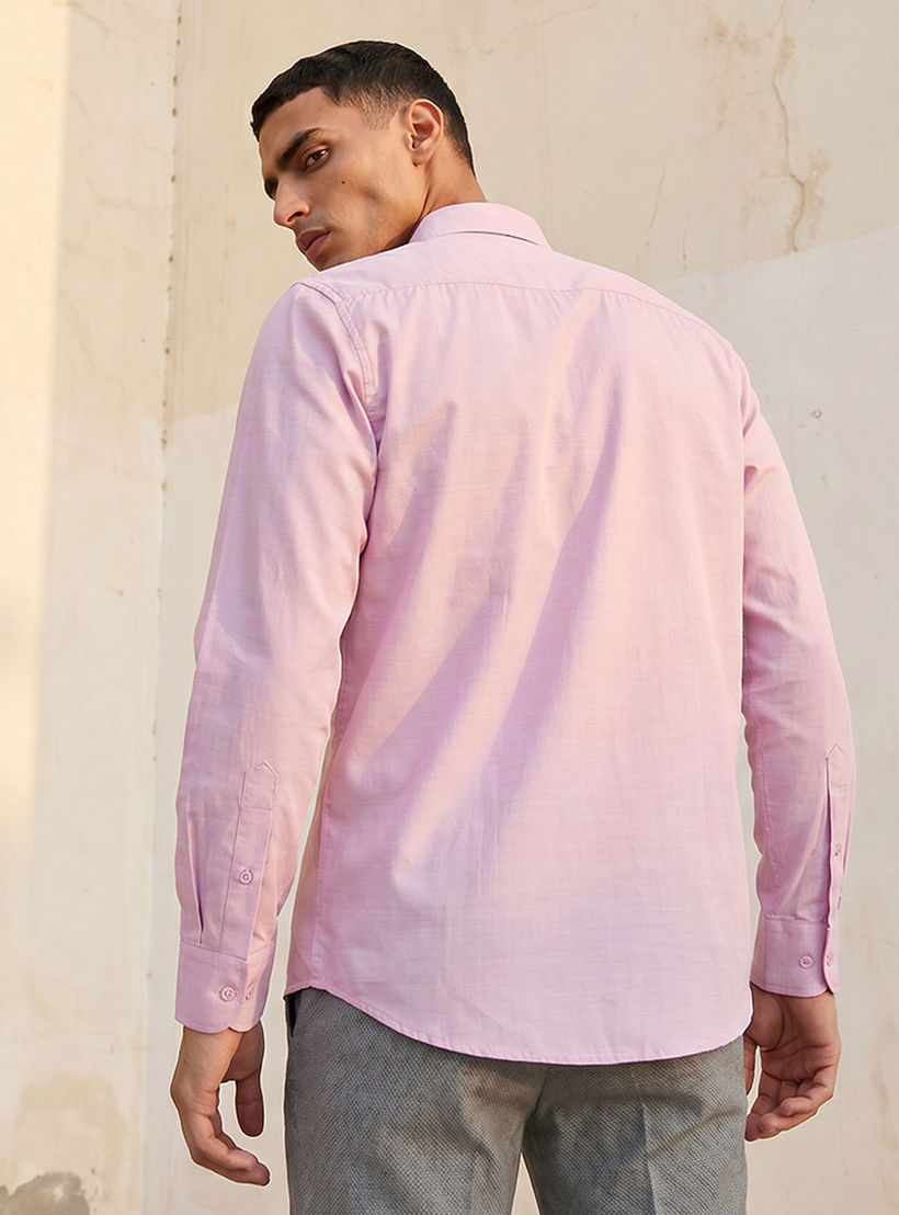 Regular Fit Collared Textured Long Sleeves Shirt-men-clothing-shirts-image-4