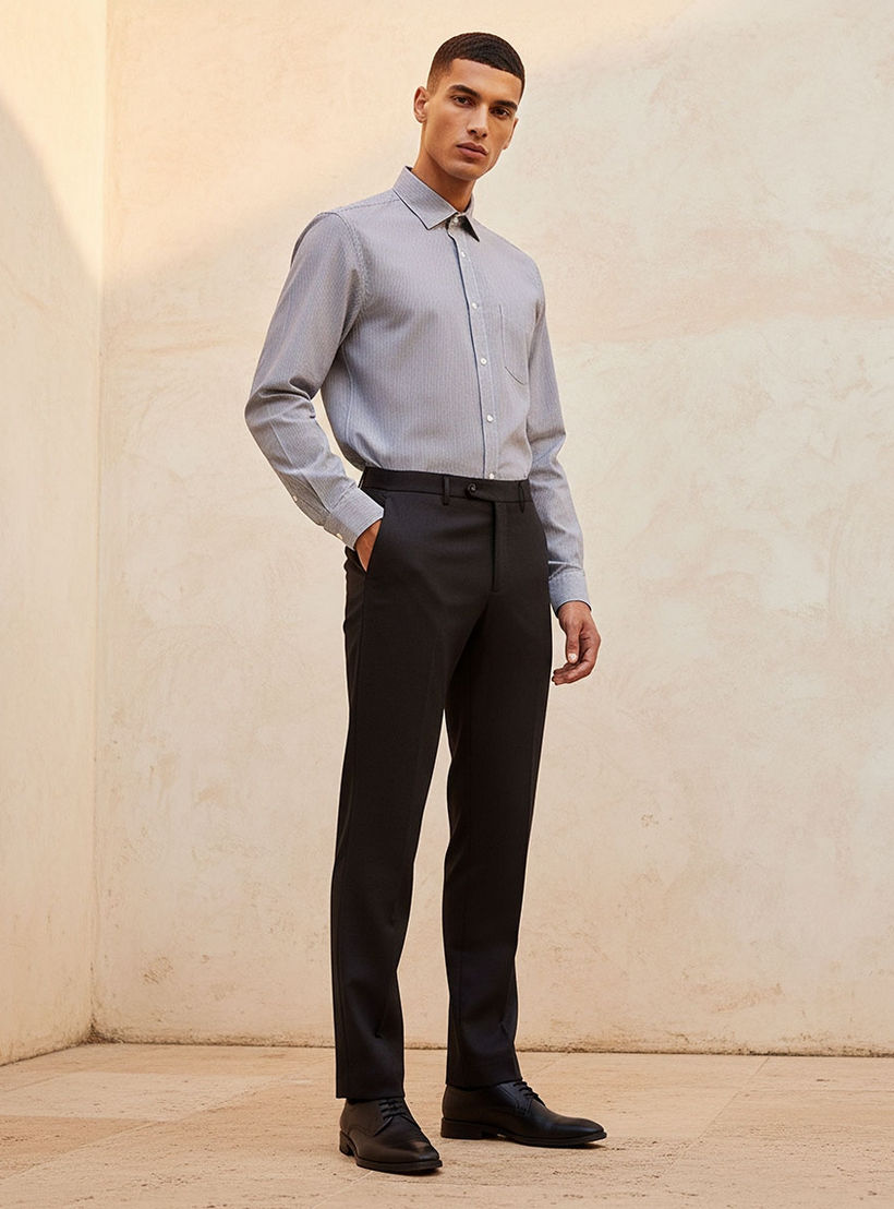 قميص مخطط بقصة وياقة عادية وأكمام طويلة-men-clothing-shirts-image-3