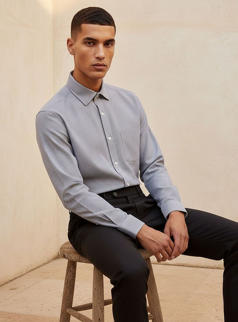 قميص مخطط بقصة وياقة عادية وأكمام طويلة-men-clothing-shirts-image-6