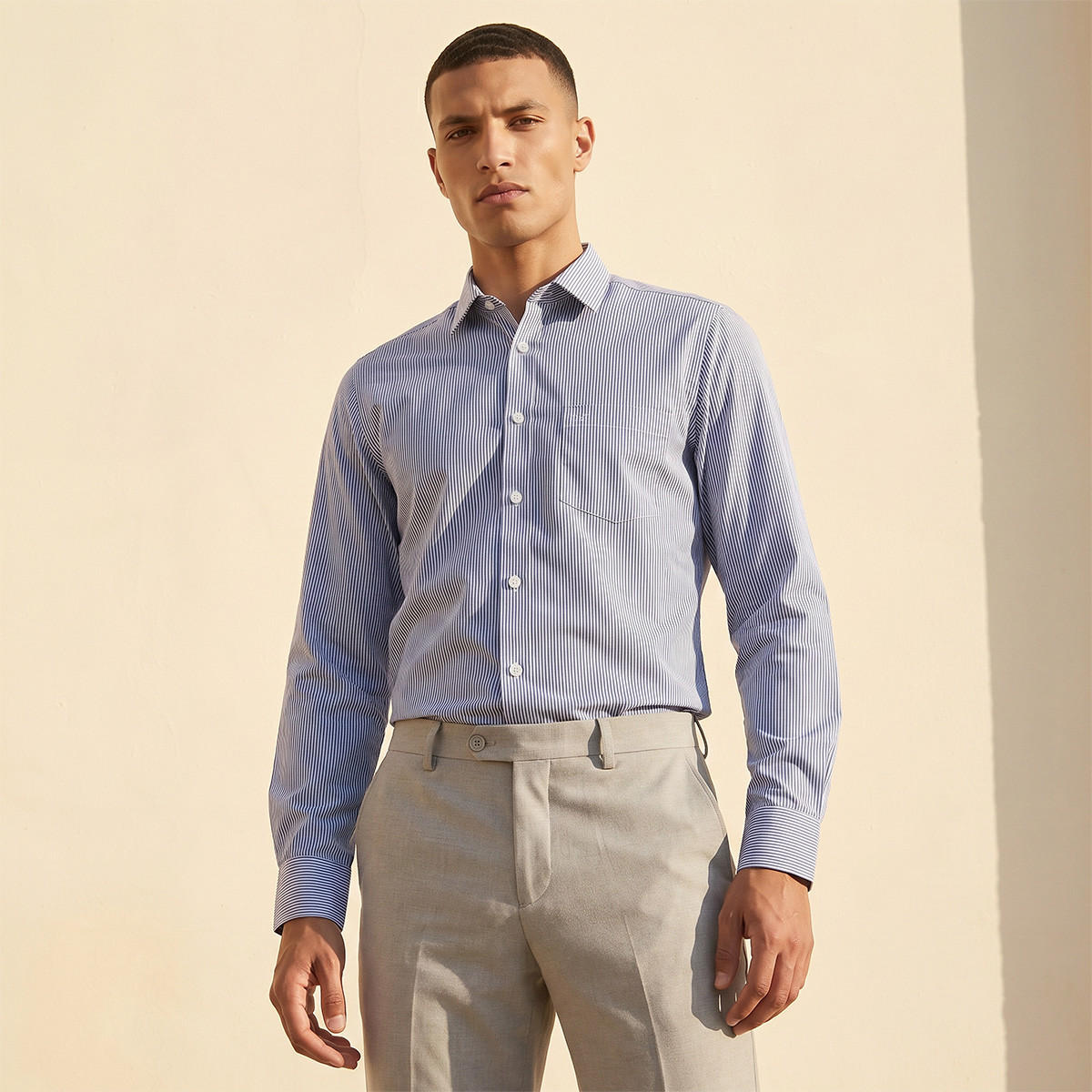 Regular Fit Collared Striped Long Sleeves Shirt-men-clothing-shirts-image-1