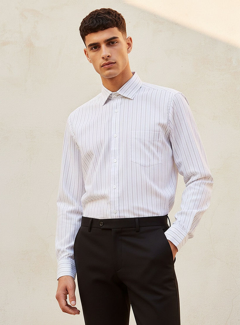 قميص مخطط بقصة وياقة عادية وأكمام طويلة-men-clothing-shirts-image-1