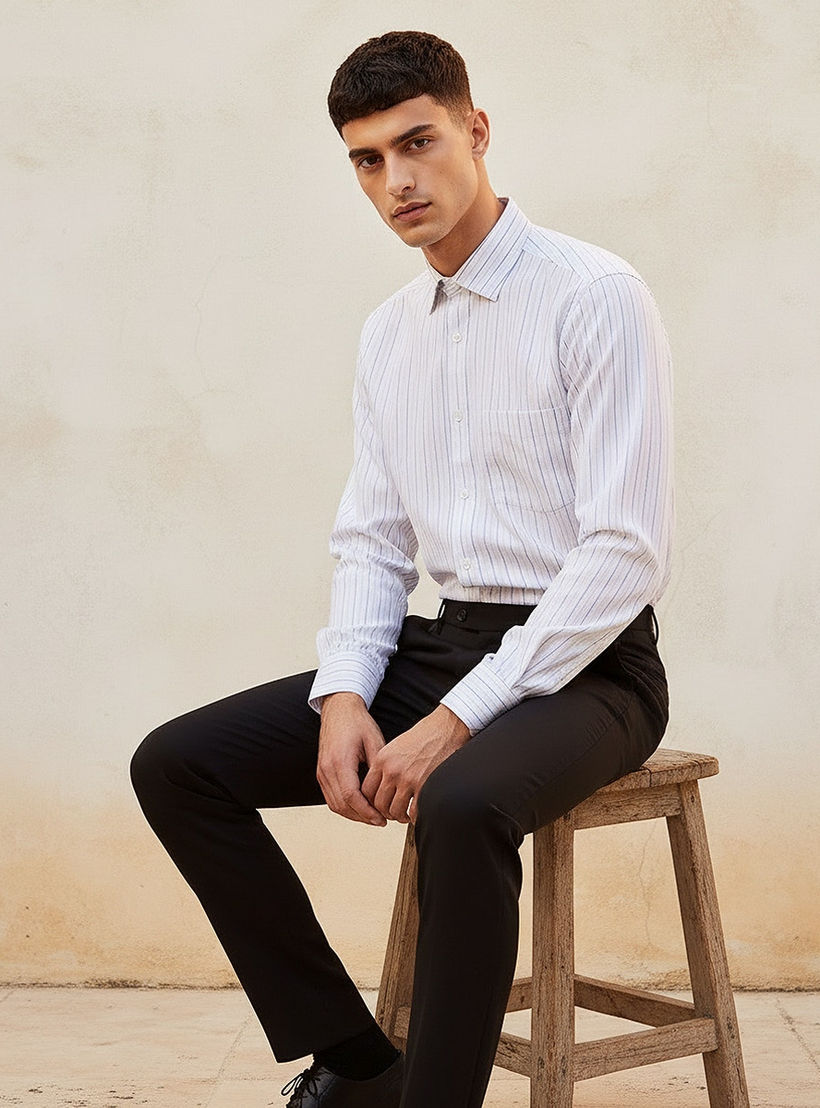 قميص مخطط بقصة وياقة عادية وأكمام طويلة-men-clothing-shirts-image-6
