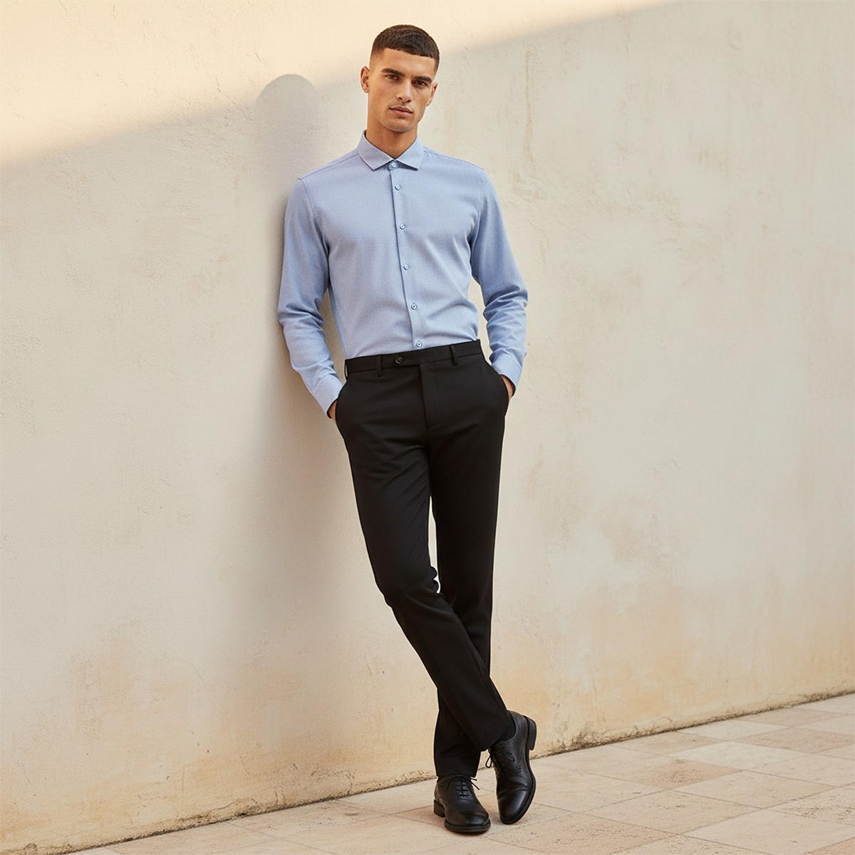 قميص بارز الملمس بقصة وياقة عادية وأكمام طويلة-men-clothing-shirts-image-3