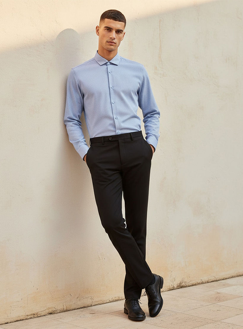 قميص بارز الملمس بقصة وياقة عادية وأكمام طويلة-men-clothing-shirts-image-3