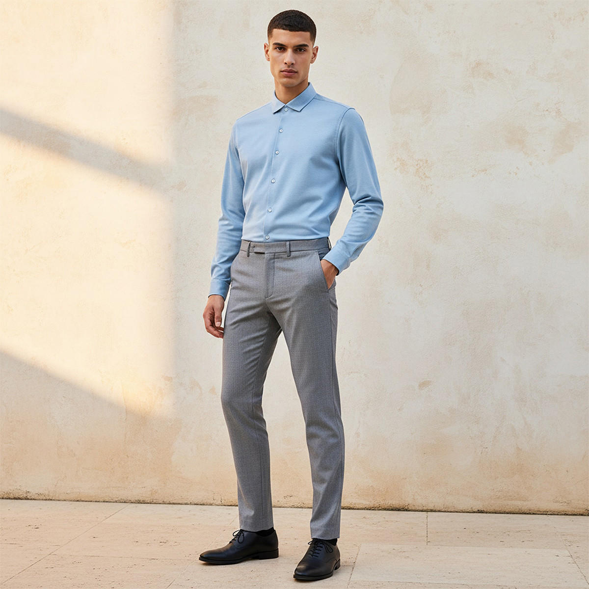 Regular Fit Collared Textured Long Sleeves Shirt-men-clothing-shirts-image-3