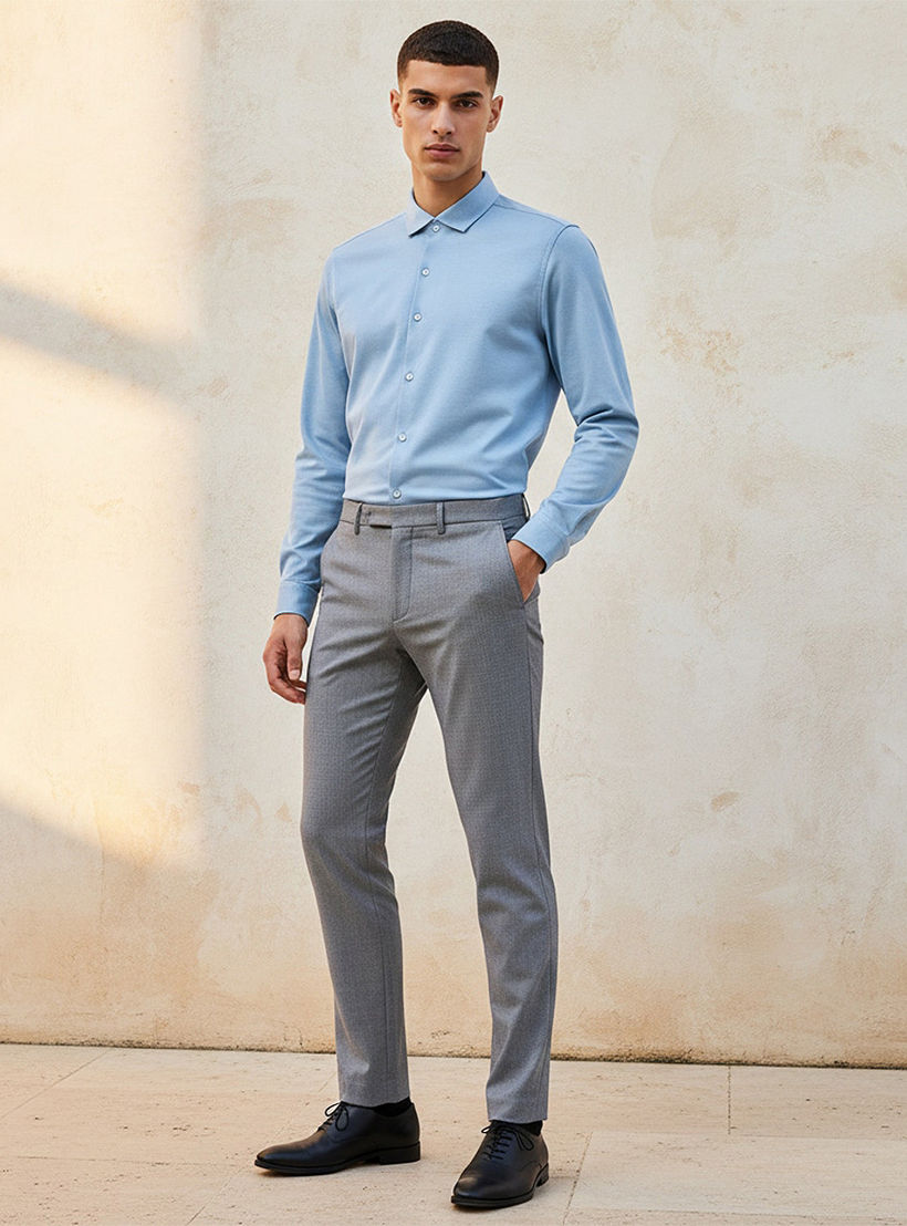 Regular Fit Collared Textured Long Sleeves Shirt-men-clothing-shirts-image-3
