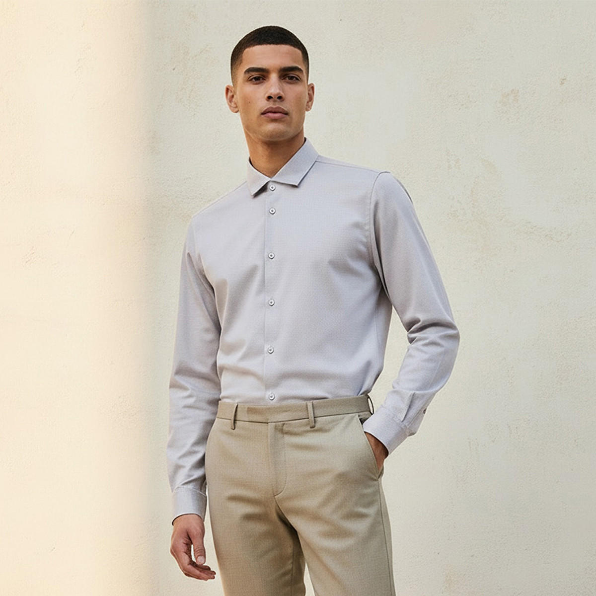 قميص بارز الملمس بقصة وياقة عادية وأكمام طويلة-men-clothing-shirts-image-1
