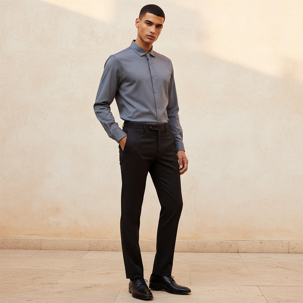 Regular Fit Collared Textured Long Sleeves Shirt-men-clothing-shirts-image-3